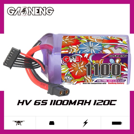 GAONENG GNB 1100MAH 22.8V 6S 120C XT60 HV High Voltage Brushless FPV Quads QuadCopter HeliCopter MultiCopte Freestyle Drone  UAV